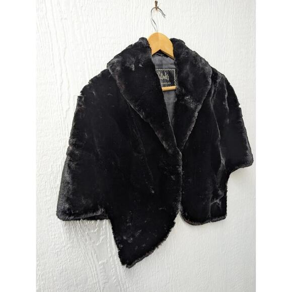 Vtg 1950s Bullock’s Los Angeles California Black Mink Fur Stole Shawl Wrap - Picture 2 of 9